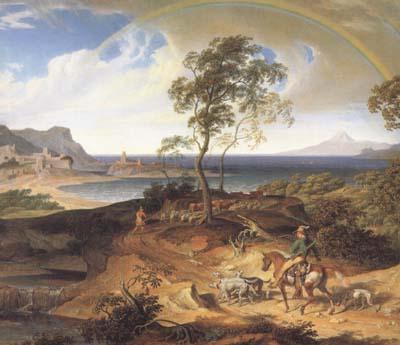 Joseph Anton Koch Stormy Landscape with Returning Rider (mk10) France oil painting art